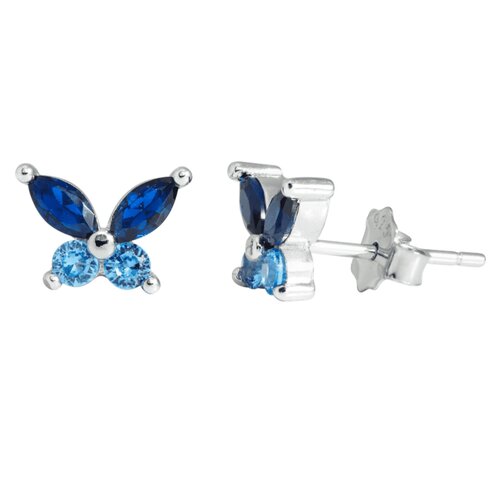 J&B Jewelry J&B Jewellery 925 Srebrne minđuše na šrafić 00041-Blue Slike