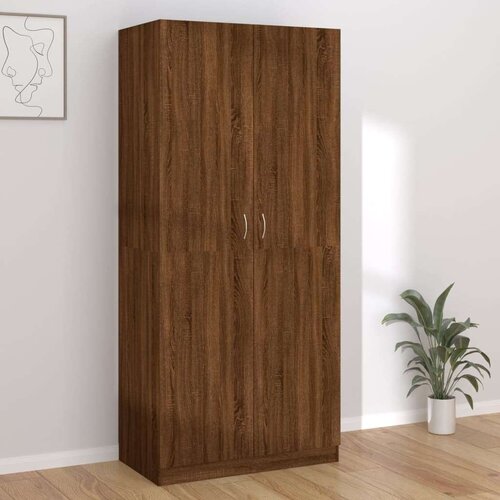  Garderobna omara rjavi hrast 90x52x200 cm konstruiran les, (20705962) Cene