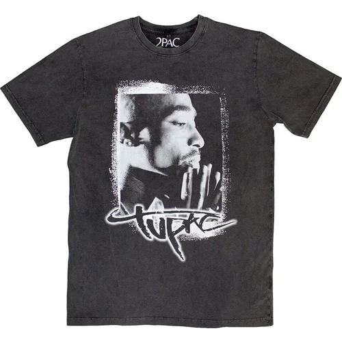 2Pac Košulja Spray Photo Stone Wash Unisex Charcoal Grey 2XL