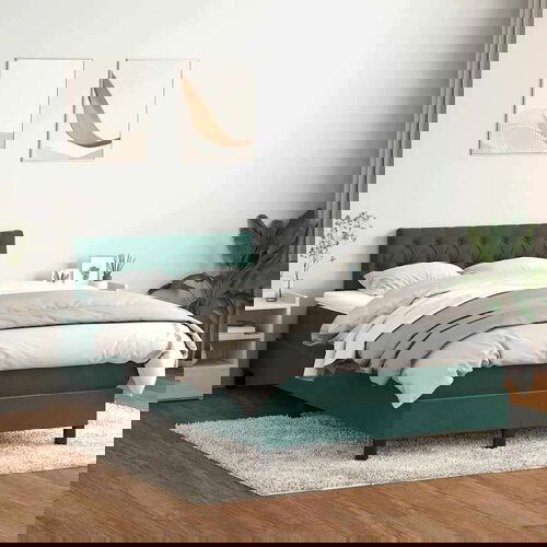 Box spring postelja z vzmetnico temno zelena 120x210 cm žamet, (22011016) Cene