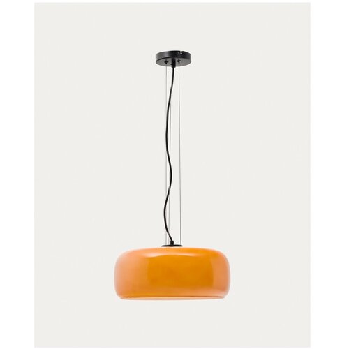 Kave Home Oranžna LED viseča svetilka s steklenim senčilom &amp;oslash; 38 cm Reig &amp;ndash; Slike