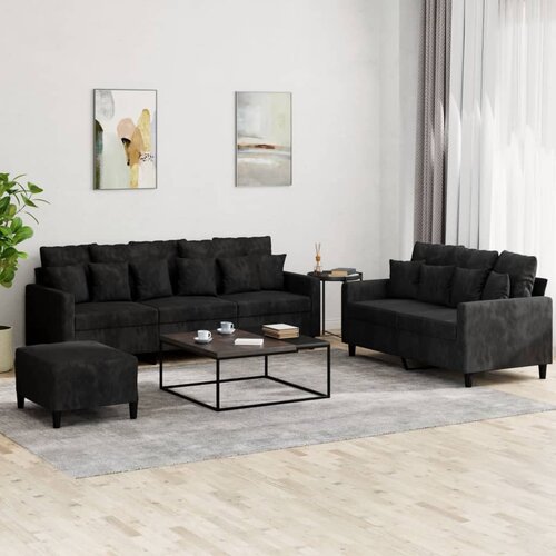vidaXL 3-dijelni set sofa s jastucima crni baršunasti Cijene