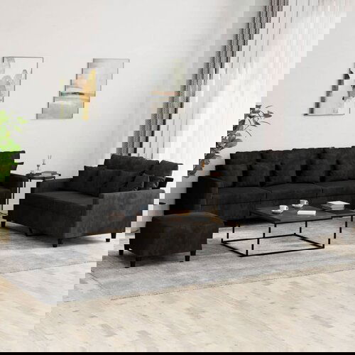 VidaXL 3-dijelni set sofa s jastucima crni bar&amp;scaron;unasti Slike