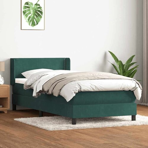 Box spring postelja z vzmetnico temno zelena 90x220 cm žamet, (21793144) Slike