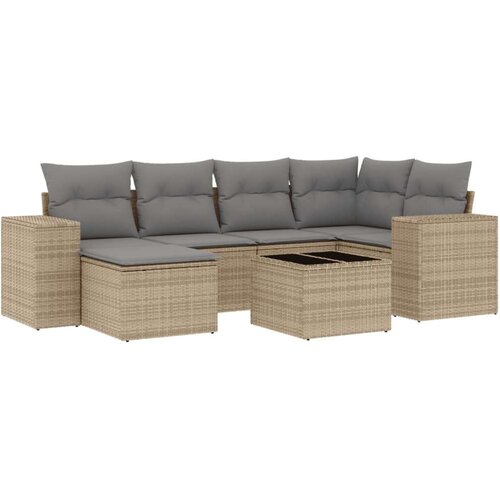 VidaXL 7-dijelni set vrtnih sofa od poliratana s jastucima bež Slike