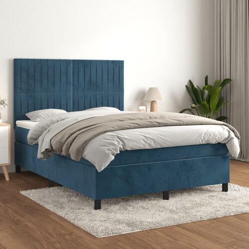  The Living Store Box spring postelja z vzmetnico temno modra 140x200 cm žamet - Box Spring Postelja, (21450000) Slike