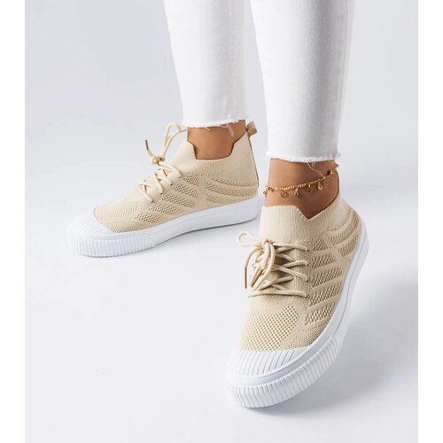 Gemre Beige sneakers made of Polaire elastic material Cene
