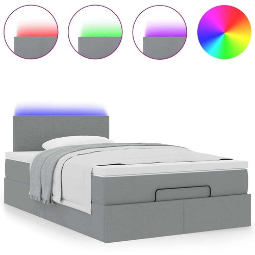 VidaXL otomanski krevet s madracem svjetlosivi 120x190 cm tkanine Slike