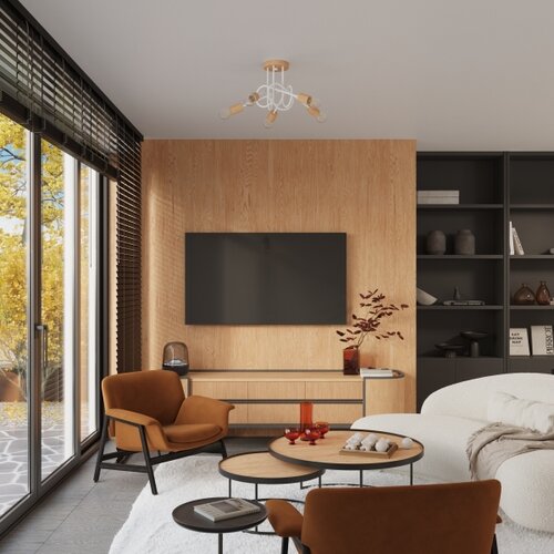 Sollux Lighting SL.1475 - Plafonski luster EMBER 5xE27/15W/230V bela/bež/buk Slike