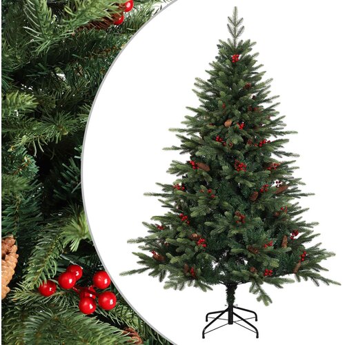  Umjetno božićno drvce s nogom 240 cm PVC i metal Zelena Slike