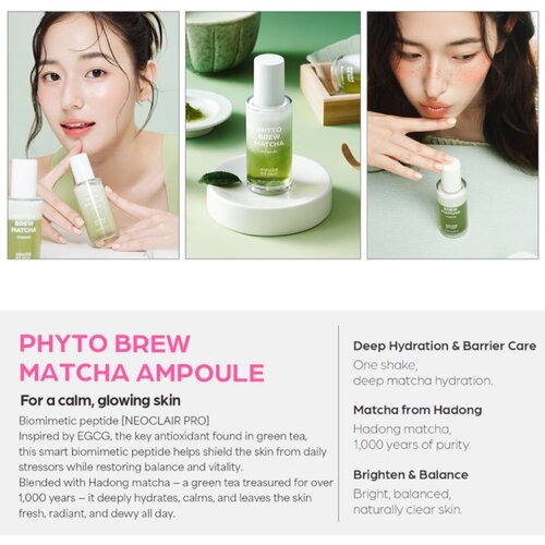 HOUSE OF HUR Phyto Brew Matcha Ampoule vlažilni in pomirjajoči serum za osvetlitev kože 50 ml Slike