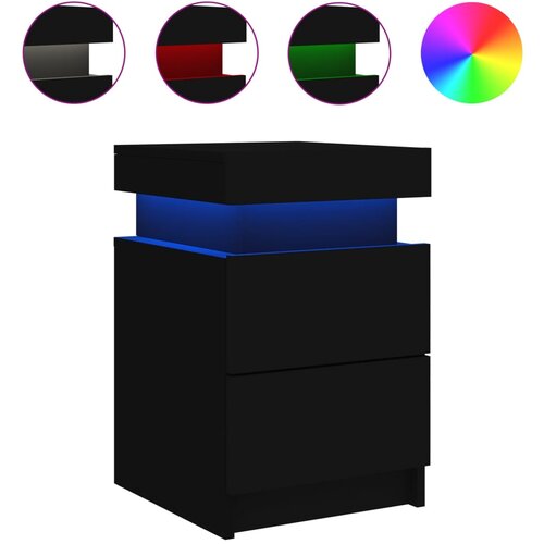 Maison Chic Nočna omarica - Nočna miza z LED lučkami črna 35x39x55 cm, (21690549) Cene