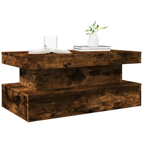  Stolić za kavu s LED svjetlima boja hrasta 90 x 50 x 40 cm Slike