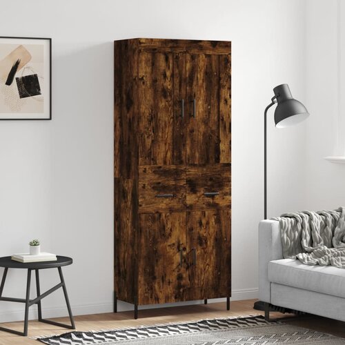 vidaXL Visoka komoda dimljen hrast 69,5x34x180 cm inženirski les Cene