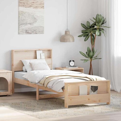VidaXL krevetna konstrukcija smeđa 90 x 190 cm masivna borovina Slike