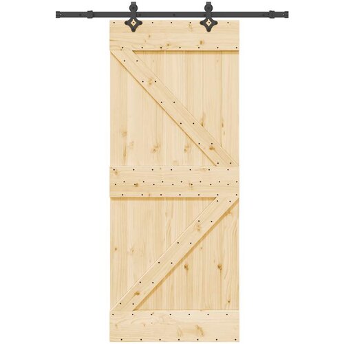 VidaXL Klizna vrata s priborom za montažu 85 x 210 cm masivna borovina Slike