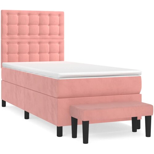 vidaXL Box spring postelja z vzmetnico roza 90x200 cm žamet, (20893316) Cene