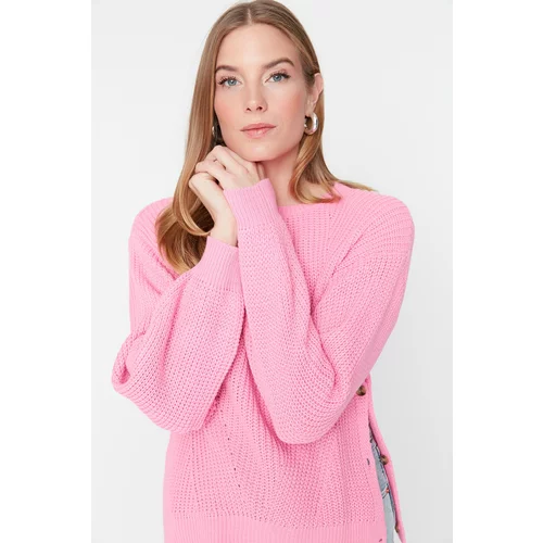 Trendyol Pink Side Button Detailed Knitwear Sweater