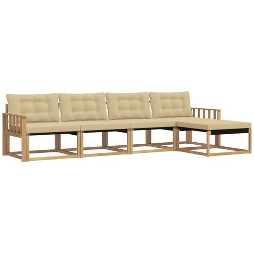 vidaXL Zunanja garnitura za sedenje z blazino 5 pcs Bela in bež, (5000269381) Cene
