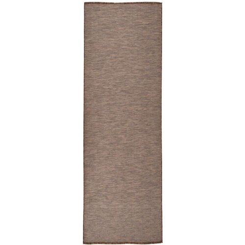 Vanjski tepih ravnog tkanja 80 x 250 cm smeđi Slike