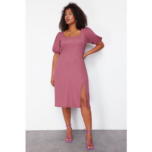 Trendyol Curve Plum Slit Knitted Dress Cene