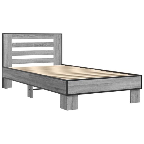  Okvir za krevet boja hrasta 100x200cm konstruirano drvo i metal Siva 100 x 200 cm Slike