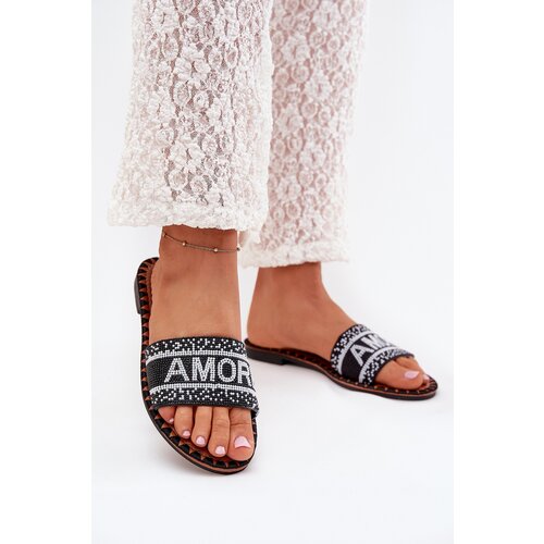 Boto Women's Flat Sandals With Decoration Amore Black Avelina Cene