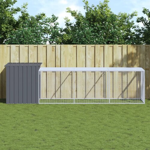 VidaXL Kavez za koko&amp;scaron;i s igrali&amp;scaron;tem antracit 110x405x110 cm čelični Slike