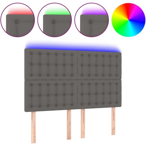  LED uzglavlje sivo 144x5x118/128 cm od umjetne kože Slike