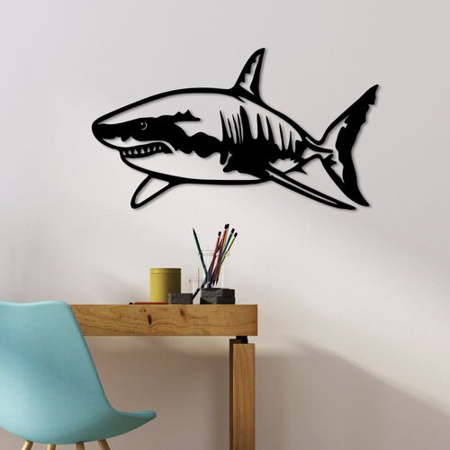 Wallity Zidna dekoracija Shark - L, 70 x 36 cm, Crna Cene