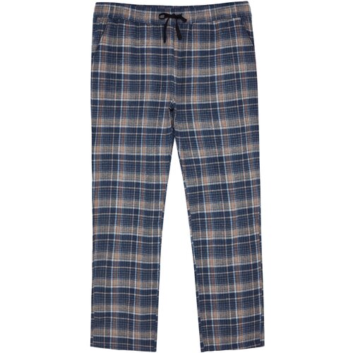 Trendyol Men's Navy Blue Regular Fit Plaid Weave Pajama Bottoms. Slike