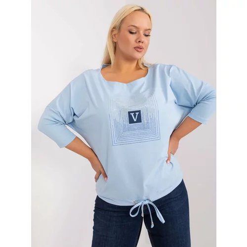 Fashion Hunters Light blue blouse plus size with print