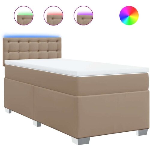 vidaXL Box spring postelja z vzmetnico kapučino 80x200 cm umetno usnje, (21321068) Cene