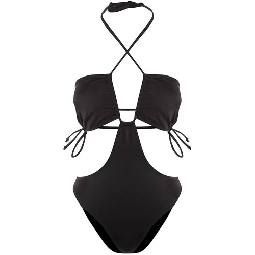 Trendyol black halter cut out detailed swimsuit Slike