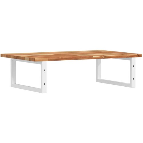 Zidna polica za umivaonik od čelika i masivnog bagremovog drva Smeđa 100 x 50 x 2 cm Slike