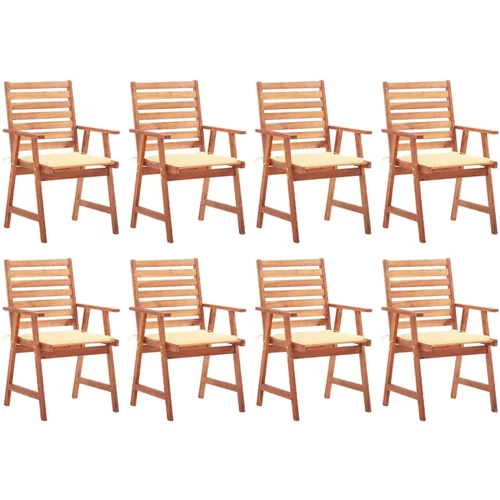 zunanji jedilni stoli 8 kosov z blazinami trden akacijev les