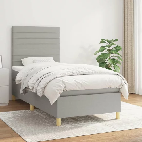  Box spring postelja z vzmetnico svetlo siv 100x200 cm blago, (20901159)