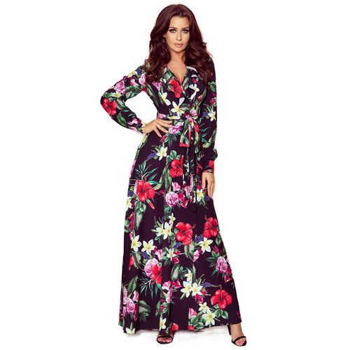 Numoco Maxi dress with ruffle and flower print Slike