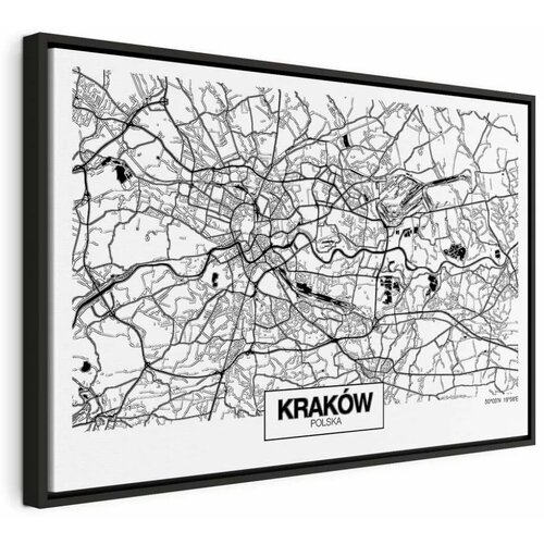  Slika - City Plan: Krakow (1 Part) Wide 90x60 U crnom drvenom okviru Cijene
