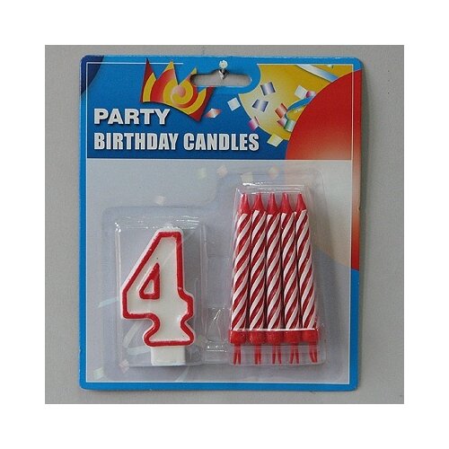  Svećice (10kom) sa BROJEM 4 visinabr.8cm/sveć.9cm Cene