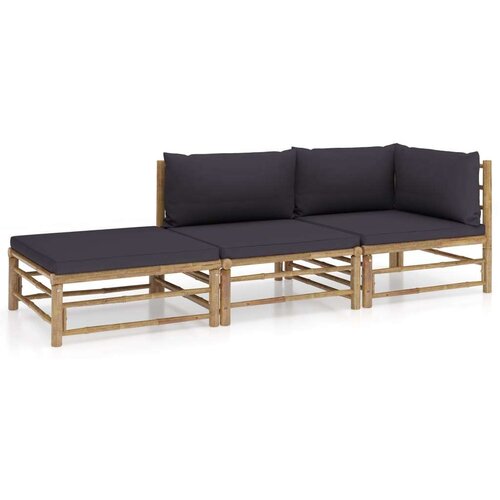  3-dijelna vrtna garnitura od bambusa s tamnosivim jastucima Cijene