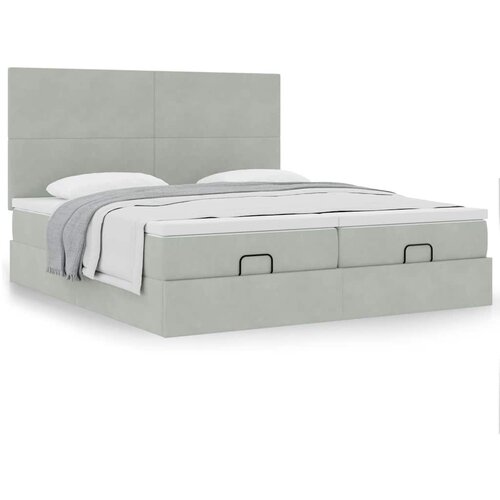 vidaXL Otomanski posteljni okvir z vzmetnicami siv 180x200cm žamet Cene
