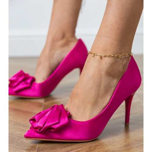 Gemre Pink satin pumps with a flower Klerita Cijene