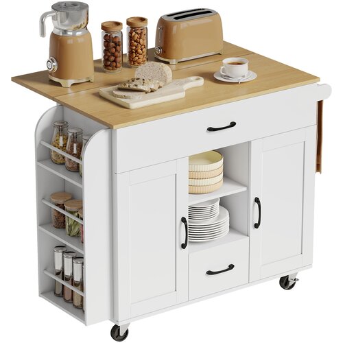 HOMCOM kuhinjski otok MDF, borovina 115D x 70&Scaron; x 89V cm bela, (5000242732) Cene