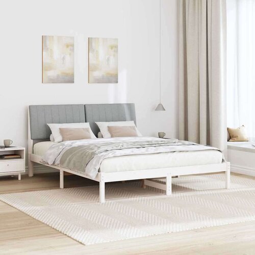  Okvir za krevet s uzglavljem Bijelo 150 x 200 cm tkanina Slike