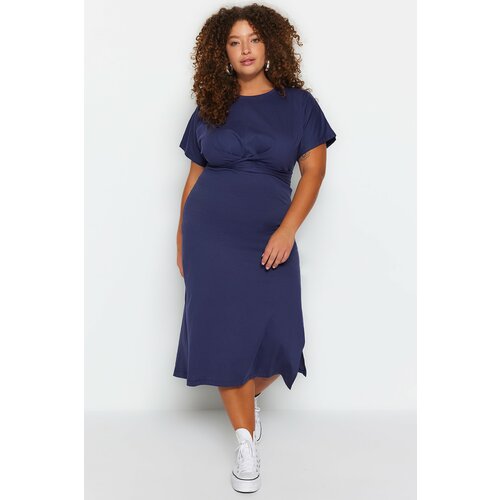 Trendyol Curve Plus Size Dress - Blue - Jersey dress Slike