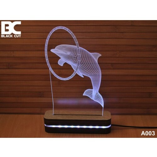 Black Cut 3D lampa delfin hladno bela Cene