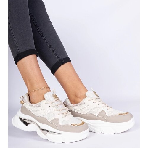 D/CEO marka niezdefiniowana Beige women's sneakers decorated with glitter Prutto Cene