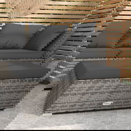 VidaXL Vrtni stolček za noge z blazino siv 70x70x30 cm poli ratan Slike