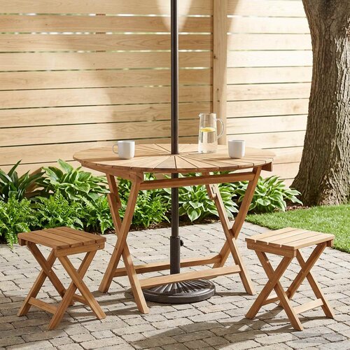  Preklopni vrtni stol Prirodna &Oslash; 110 x 75 cm Čvrsto teak drvo Cijene